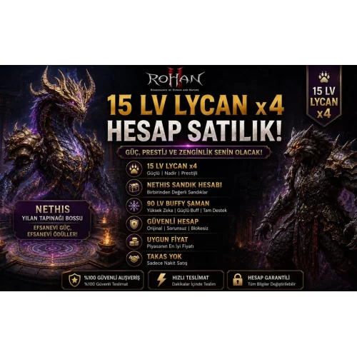  ŞMP LV 15 LYCAN 90 LV ŞAMANLI SANDIK ÇARI x4